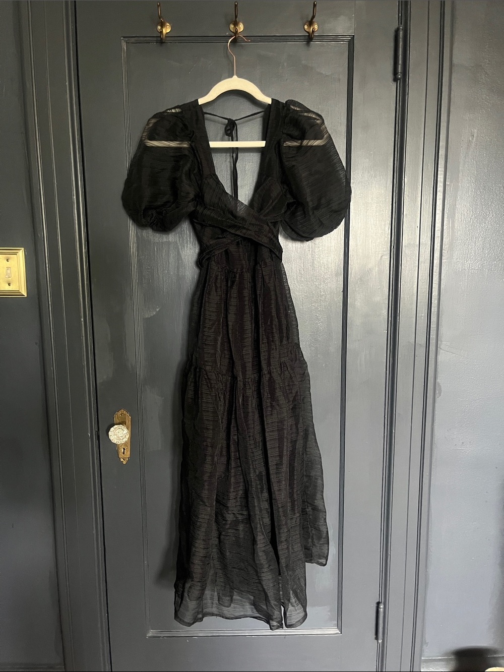 Free People Black Puff-Sleeve Maxi Dress